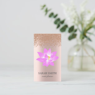 Elegant Cute Rose Gold Diamonds Lotus Business  Business Card
