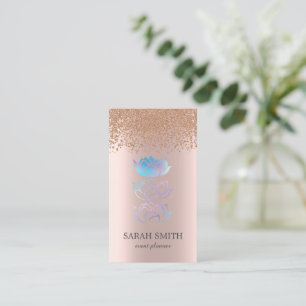 Elegant Cute Rose Gold Diamonds Lotus Business  Business Card