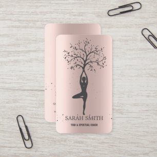 Elegant Cute Rose Gold Diamonds Yoga   Business Card