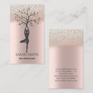Elegant Cute Rose Gold Diamonds Yoga   Business Card