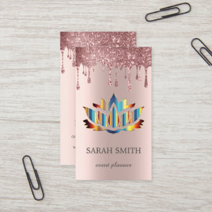 Elegant Cute Rose Gold Drips Lotus Business Card