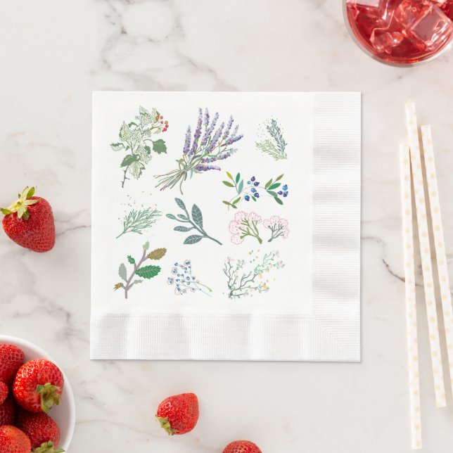 Elegant cute simple foliage greenery Herbs Napkin (Insitu)