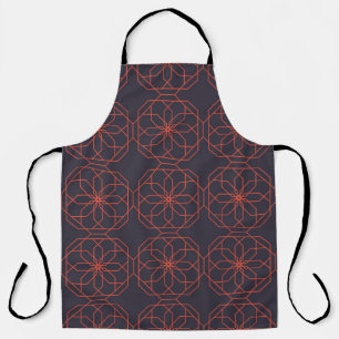 Elegant, cute, simple geometric flower abstraction apron