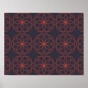 Elegant, cute, simple geometric flower abstraction poster