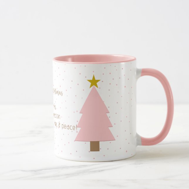 Elegant Cute Solo Pink Christmas Tree, Golden Star Mug (Right)