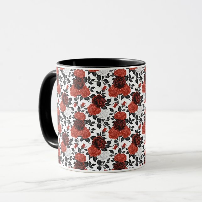 Elegant Cute Sophisticated Chic Romantic Floral Mug (Front Left)