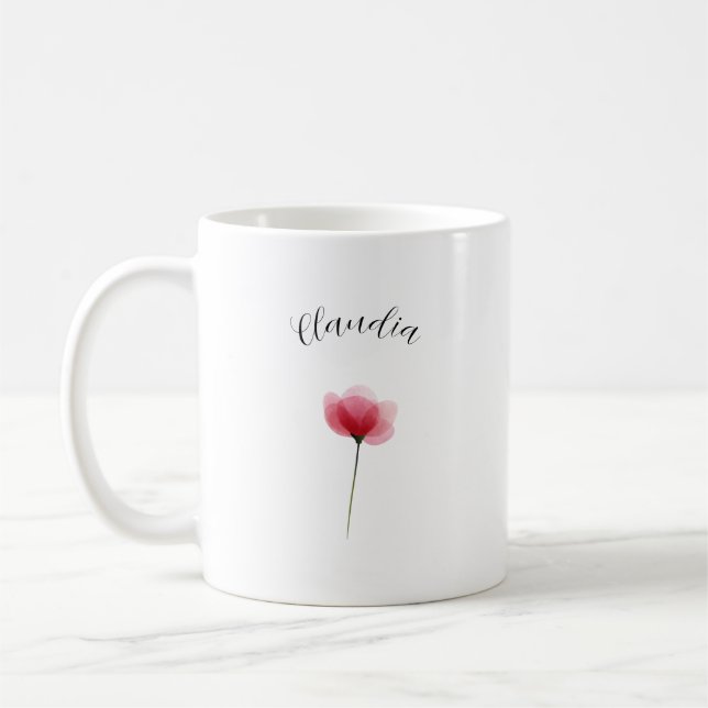 Elegant Cute Sophisticated Named Romantic Floral  Coffee Mug (Left)