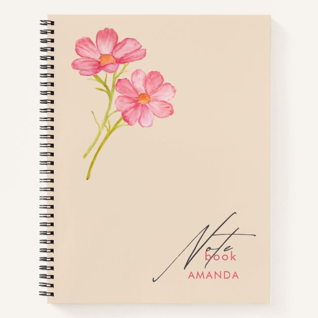 Elegant Cute Trendy Floral Notebook (Front)