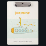 Elegant Cute Underwater Submarine Fish Monogram Clipboard<br><div class="desc">For any further customisation or any other matching items,  please feel free to contact me at yellowfebstudio@gmail.com</div>