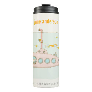 Elegant Cute Underwater Submarine Fish Monogram Thermal Tumbler
