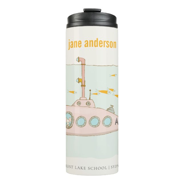 Elegant Cute Underwater Submarine Fish Monogram Thermal Tumbler (Front)