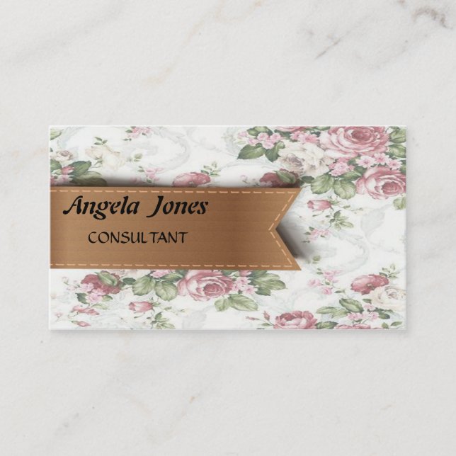Elegant Cute Vintage Floral Pattern Business Card (Front)