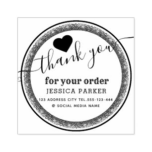 Elegant cute vintage heart thank you business rubber stamp