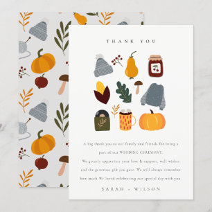 Elegant Cute Warm Cosy Autumn Essential Wedding Thank You Card