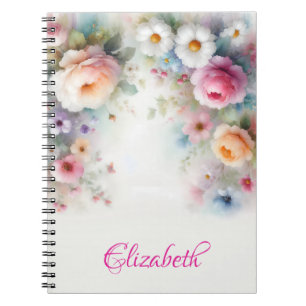 Elegant Cute Watercolor Aquarell Floral Painting Notebook