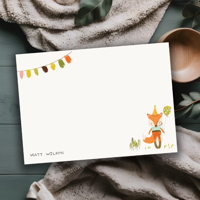 Elegant Cute Woodland Fun Party Fox Kids Birthday Card (Creator Uploaded)