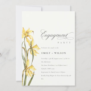 Elegant Cute Yellow Daffodil Engagement Invite
