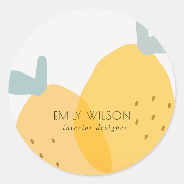 Elegant Cute Yellow Lemon Fruity Citrus Bright Classic Round Sticker (Front)