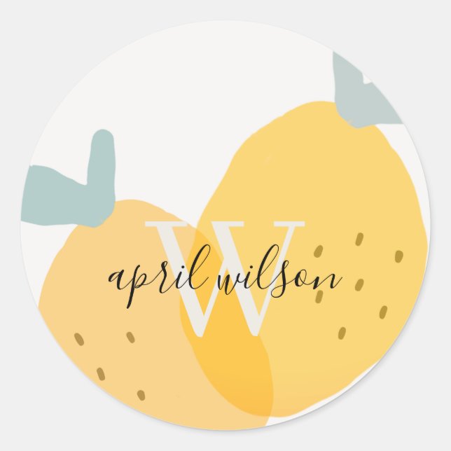 Elegant Cute Yellow Lemon Fruity Citrus Bright Classic Round Sticker (Front)