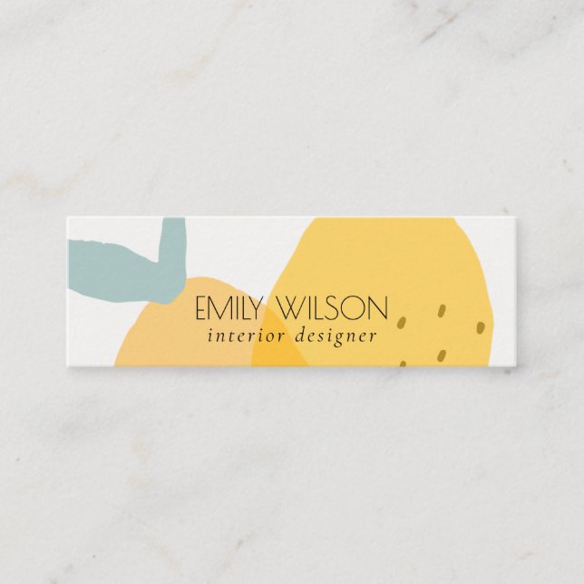 Elegant Cute Yellow Lemon Fruity Citrus Bright Mini Business Card (Front)