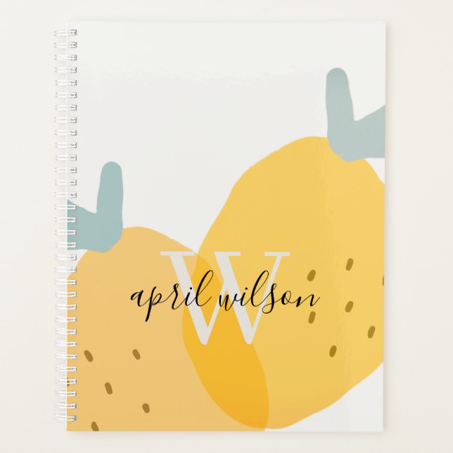Elegant Cute Yellow Lemon Fruity Citrus Bright Planner (Front)