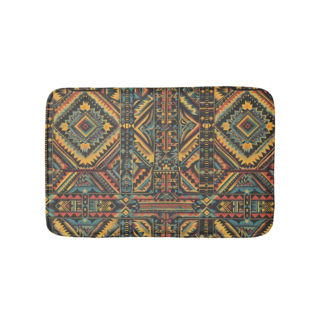Elegant Cyan "Centuries-Old Geometric Elegance" Pl Bath Mat (Front)