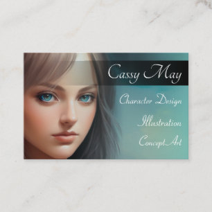 Elegant Cyan Water Colour Character Artist Business Card