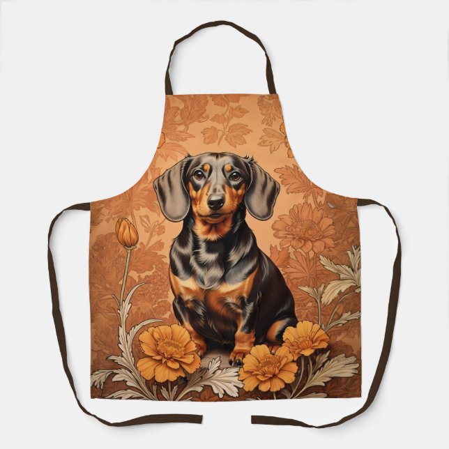Elegant Dachshund And Marigolds   Apron (Front)