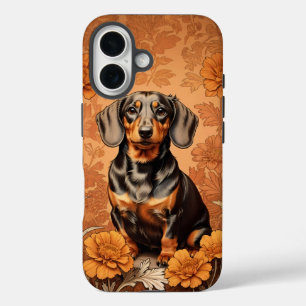 Elegant Dachshund And Marigolds iPhone 16 Case