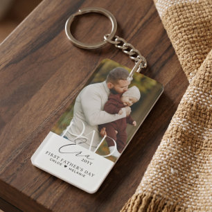 Elegant Dad Era Photo Collage First Fathers Day Key Ring