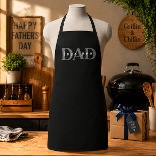 Elegant DAD Love You Black Apron