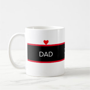 Elegant Dad with Heart on Black & White Coffee Mug