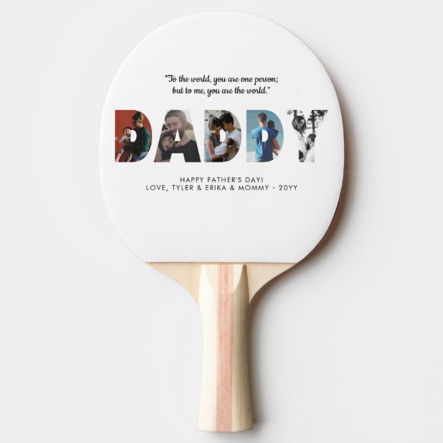 Elegant DADDY Photo Collage Happy Father's Day Ping Pong Paddle (Front)