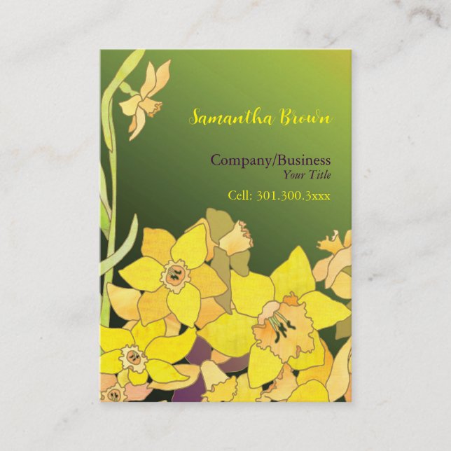 Elegant Daffodils Hip Fashion Business Card (Front)