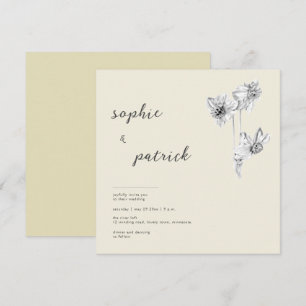 Elegant Daffodils Modern Minimalist Spring Wedding Invitation
