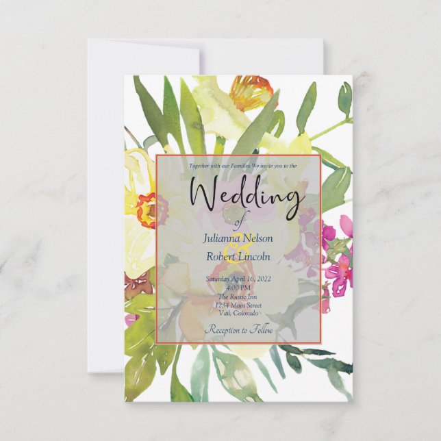 Elegant daffodils wedding invitation (Front)