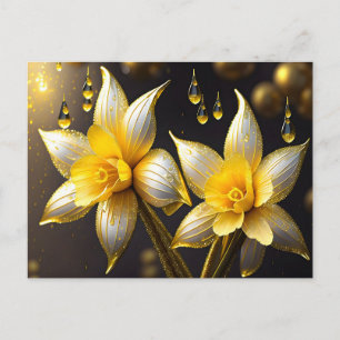 Elegant daffodils with gold accents, Easter  Holiday Postcard
