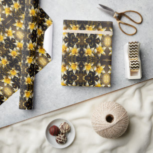 Elegant daffodils with gold accents, Easter Wrapping Paper