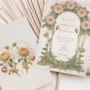 Elegant Dahlia Art Nouveau Wedding Invitation