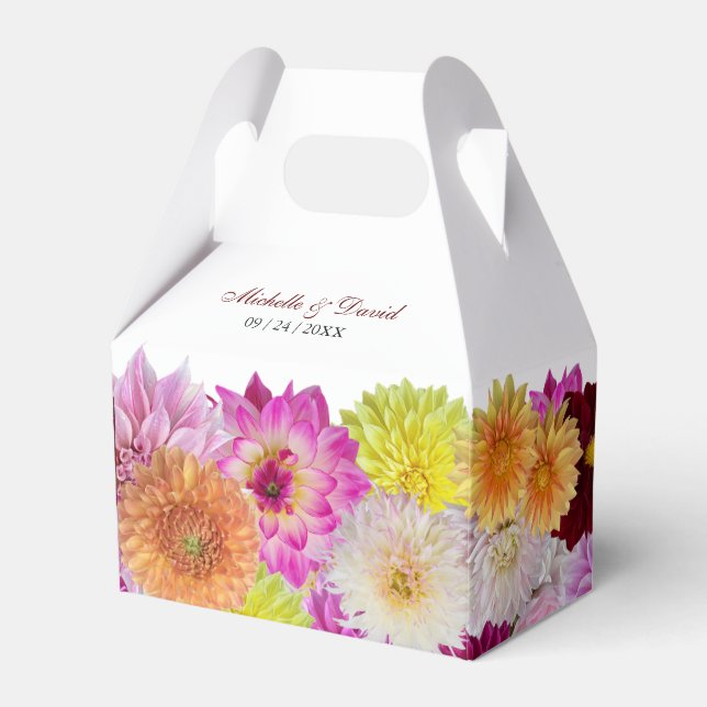 Elegant Dahlia Florals Wedding Favour Box (Front Side)