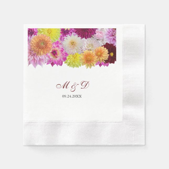 Elegant Dahlia Florals Wedding Napkins (Front)