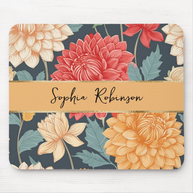 Elegant Dahlia Flowers Mouse Mat (Front)