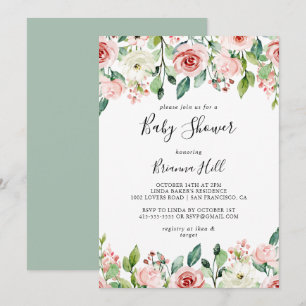 Elegant Dainty Autumn Floral Baby Shower Invitation