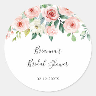 Elegant Dainty Autumn Floral Bridal Shower Favour Classic Round Sticker