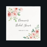 Elegant Dainty Autumn Floral Bridal Shower Napkin<br><div class="desc">These elegant dainty autumn floral bridal shower napkins are perfect for a modern wedding shower. The design features illustrated pink,  blush and white roses,  peonies with green foliage clustered into bouquets,  accentuating the beautiful fall colours.</div>