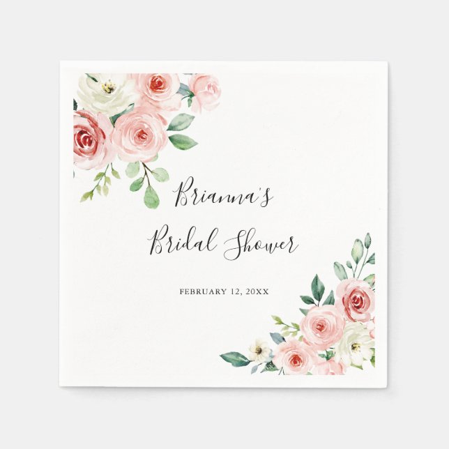 Elegant Dainty Autumn Floral Bridal Shower Napkin (Front)