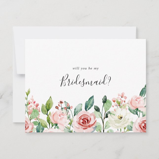 Elegant Dainty Autumn Floral Bridesmaid Proposal Card (Front)