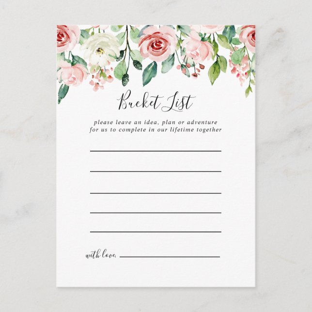 Elegant Dainty Autumn Floral Bucket List Cards (Front)