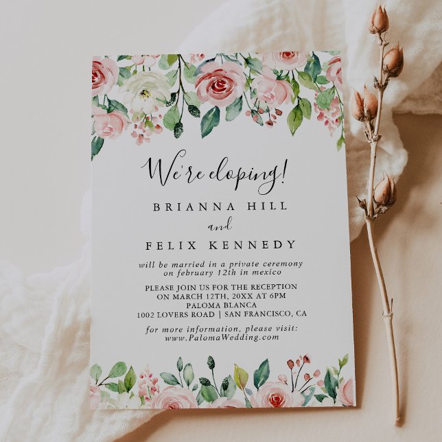 Elegant Dainty Autumn Floral Elopement Reception Invitation (Creator Uploaded)