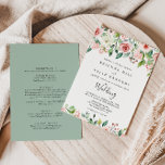 Elegant Dainty Autumn Floral Front & Back Wedding Invitation<br><div class="desc">This elegant dainty autumn floral front and back wedding invitation is perfect for a modern wedding. The design features illustrated pink, blush and white roses, peonies with green foliage clustered into bouquets, accentuating the beautiful fall colours. Save paper by including more details on the back of the invitation instead of...</div>